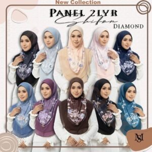 panel 2 layer chiffon diamond hijab